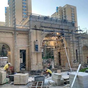 苏州 黄金麻荔枝面花岗岩小区门楼外墙干挂