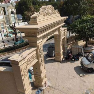 苏州 黄金麻荔枝面花岗岩别墅门楼