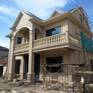 苏州 黄金麻花岗岩石材私人别墅雕花门楼柱阳台栏杆