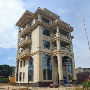 苏州 黄金麻花岗岩石材别墅外墙干挂搭配（雕花栏杆花瓶柱门楼罗马柱）