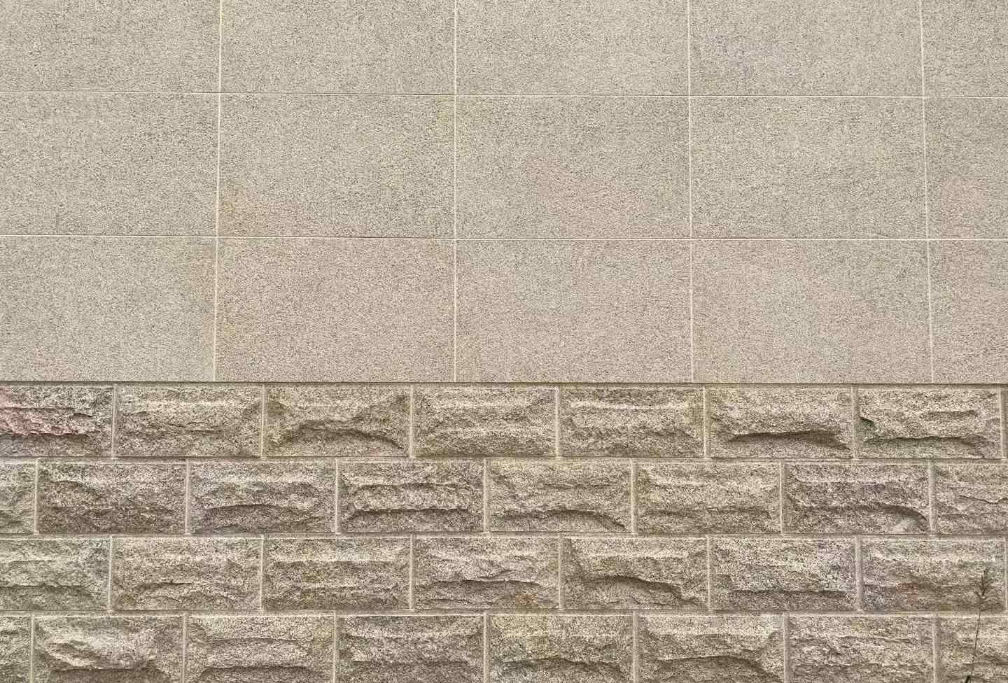 苏州 黄金麻自然面蘑菇石配荔枝面干挂