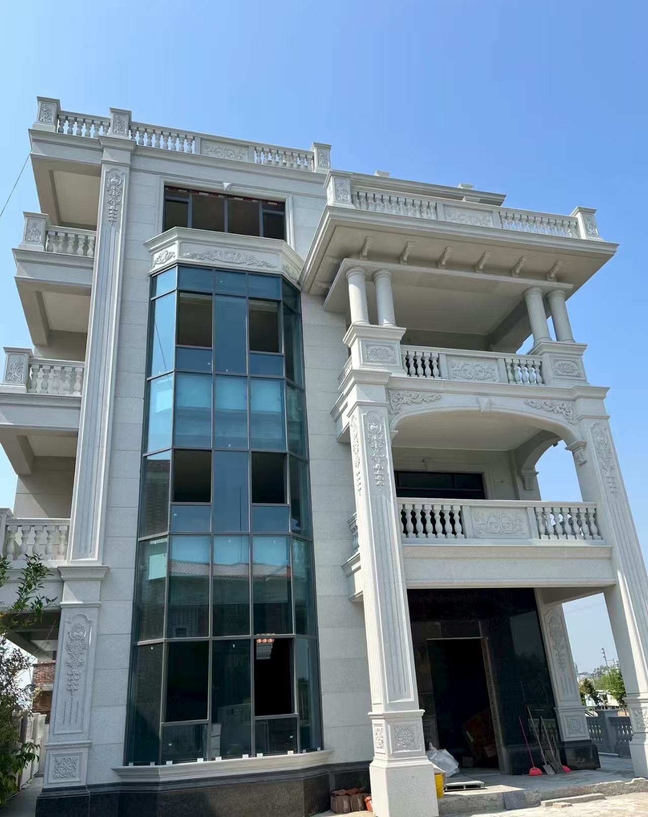 苏州 白麻花岗岩别墅外墙干挂效果展示