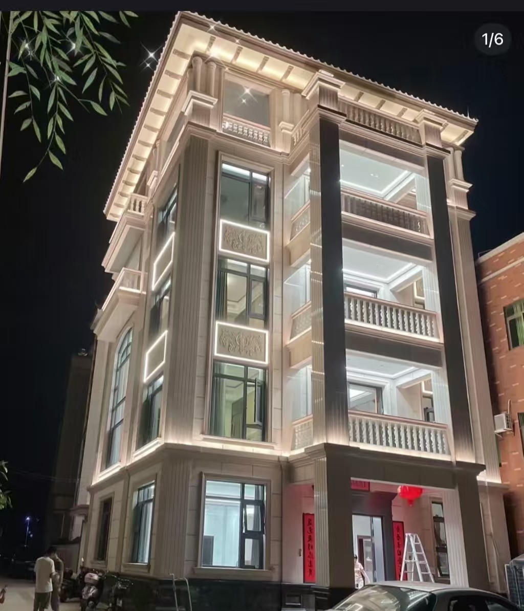 苏州 芝麻白花岗岩别墅外墙夜间效果