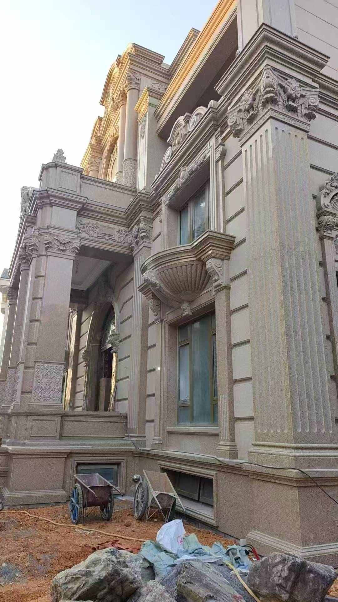 苏州 黄金麻花岗岩光面别墅外墙干挂施工完成