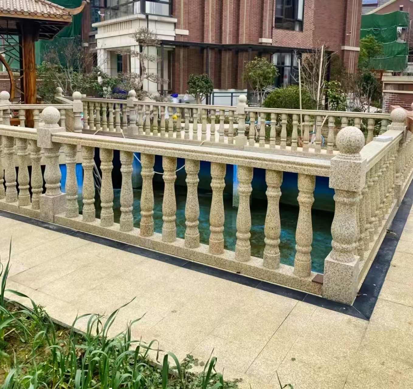 苏州黄金麻花岗岩石材栏杆，扶手，将军柱，花瓶柱