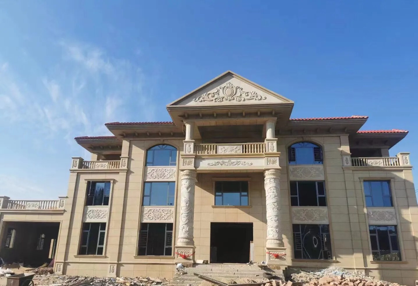 苏州 黄金麻花岗岩别墅外墙干挂