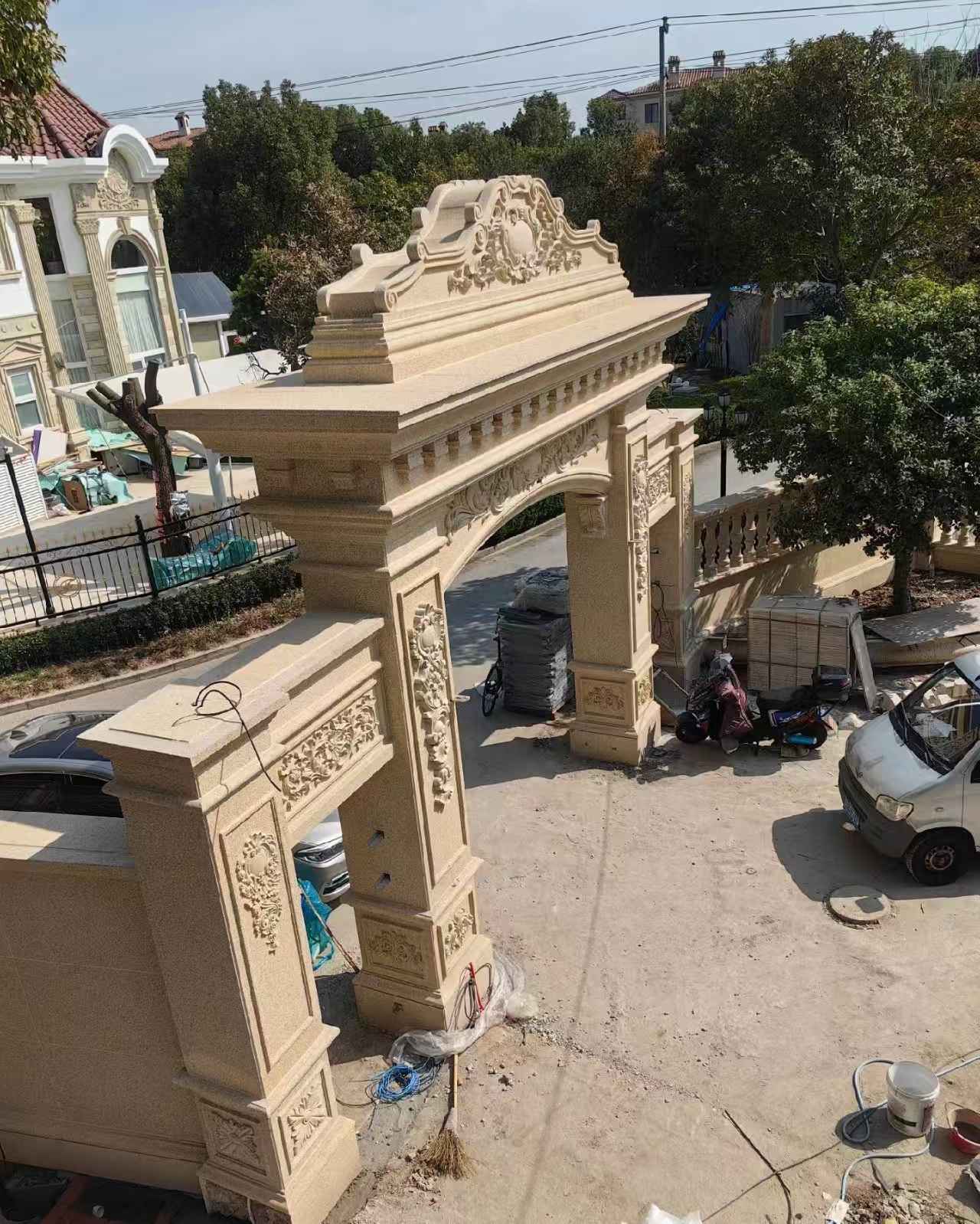 苏州 黄金麻荔枝面花岗岩别墅门楼